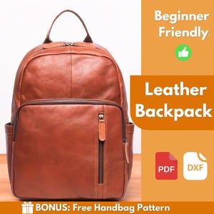 Rucksack aus Leder | Leder Muster | PDF Leder Schnittmuster | Ledertasche Muster | Laptoptasche Muster | Einfaches Taschenmuster | PDF-Schnittmuster