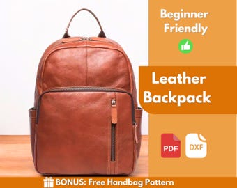 Leather Backpack Pattern | Leather Pattern | PDF Leather Pattern | Leather Bag Pattern | Laptop Bag Pattern | Easy Bag Pattern | PDF Pattern