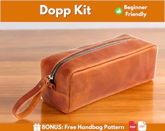 Leather Dopp Kit Toiletry Bag Pattern | Leather Pattern | Beginner Pattern | Leather Toiletry Bag | Small Bag Pattern | Leather Bag Pattern