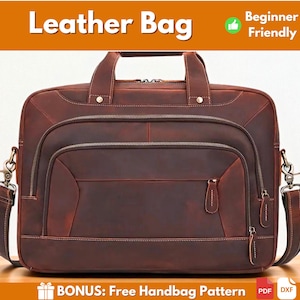 Ledertasche Muster | Leder Muster | PDF Leder Schnittmuster | Taschenmuster | Laptoptasche Muster | Leder Aktentasche Muster | PDF-Download