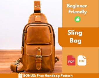 Leather Sling Bag PDF Pattern | Leather Pattern | Beginner Pattern | Sling Bag Pattern | Crossbody Bag Pattern | Leather Bag | PDF Download