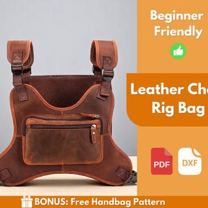 Patrón de bolsa de cuero para el pecho / Patrón de cuero / Patrón de cuero / Patrón de bolso / Patrón de funda trasera / Patrón para principiantes / Descarga en PDF