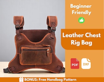 Leather Chest Rig Bag Pattern | Leather Pattern | PDF Leather Pattern | Bag Pattern | Back Holster Pattern | Beginner Pattern | PDF Download