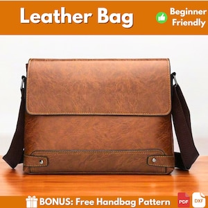 Motif de sac en cuir | Motif en cuir | Modèle de sac à bandoulière | Modèle de sacoche pour ordinateur portable | Porte-documents en cuir à motif | Patron en cuir PDF