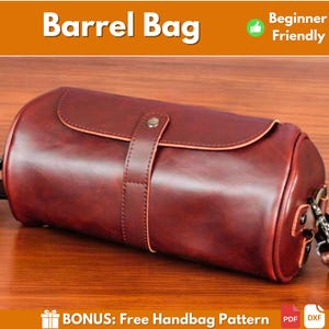 Leather Barrel Bag Pattern | Leather Pattern | Crossbody Bag | Leather DIY | Leather Bag Pattern | Leather Purse Pattern | PDF Download