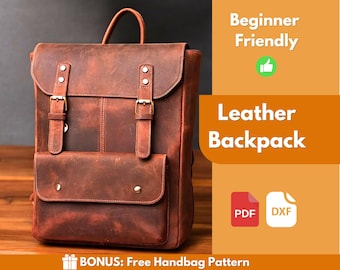 Leather Backpack Pattern | Leather Pattern | PDF Leather Pattern | Leather Bag Pattern | Laptop Bag Pattern | Easy Bag Pattern | PDF Pattern