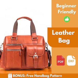 Motif de sac en cuir | Motif cuir | Patron en cuir PDF | Modèle de sac | Patron de sacoche pour ordinateur portable | Porte-documents en cuir à motif | Téléchargement PDF