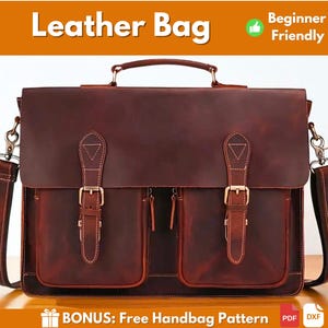 Leather Briefcase Pattern | Leather Pattern | PDF Leather Pattern | Bag Pattern | Laptop Bag Pattern | Leather Bag Pattern | PDF Download