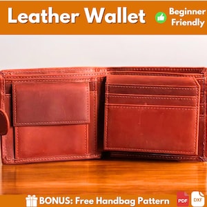 Patrón de billetera de cuero / Patrón de cuero / Billetera de cuero / Cuero DIY / Patrón para principiantes / Plantilla de billetera / Descarga en PDF / Billetera fácil