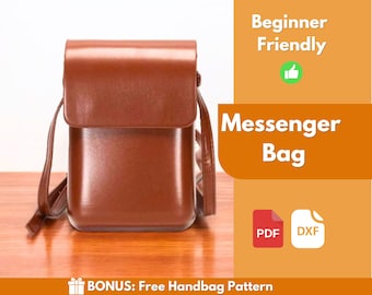 Leather Messenger Bag Pattern | Leather Pattern | Bag Pattern PDF | Bag Pattern | Man Bag Pattern | Shoulder Messenger Bag | PDF Download