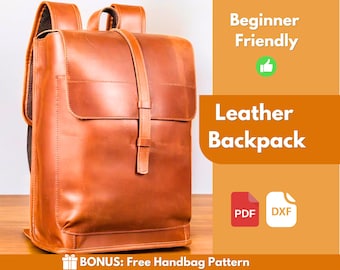 Leather Backpack Pattern | Leather Pattern | PDF Leather Pattern | Leather Bag Pattern | Laptop Bag Pattern | Easy Bag Pattern | PDF Pattern