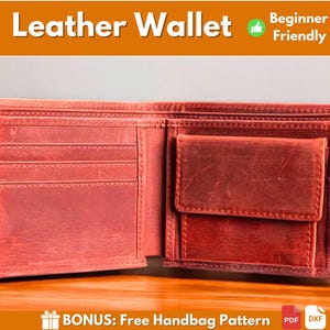 Patrón de billetera de cuero / Patrón de cuero / Billetera de cuero / Cuero DIY / Patrón para principiantes / Plantilla de billetera / Descarga en PDF / Billetera fácil