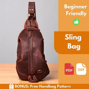 Leder Sling Bag PDF Nähanleitung | Leder Muster | Anfängermuster | Sling Bag Muster | Umhängetasche Muster | Ledertasche | PDF-Download
