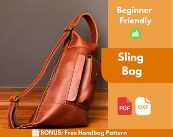 Leather Sling Bag PDF Pattern | Leather Pattern | Beginner Pattern | Sling Bag Pattern | Crossbody Bag Pattern | Leather Bag | PDF Download