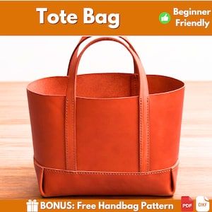 Tote Bag Pattern | Leather Pattern | PDF Leather Pattern | Leather Bag Pattern | Basic Leather Tote Bag | Leather Template | Women&#39;s Pattern