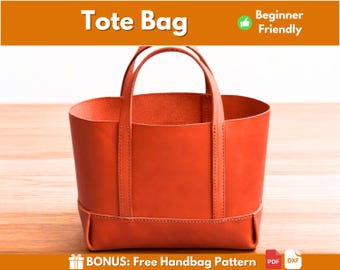 Patrón de bolso tote / Patrón de cuero / Patrón de cuero en PDF / Patrón de bolso de cuero / Bolso tote básico de cuero / Plantilla de cuero / Patrón para mujer