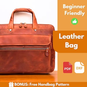 Ledertasche Muster | Leder Muster | PDF Leder Schnittmuster | Taschenmuster | Laptoptasche Muster | Leder Aktentasche Muster | PDF-Download