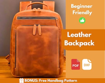Leather Backpack Pattern | Leather Pattern | PDF Leather Pattern | Leather Bag Pattern | Laptop Bag Pattern | Beginner Pattern | PDF Pattern