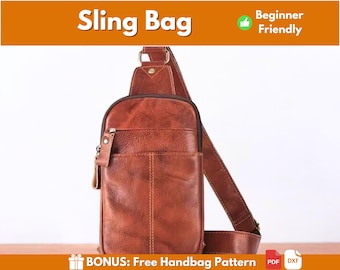 Leather Sling Bag PDF Pattern | Leather Pattern | Beginner Pattern | Sling Bag Pattern | Crossbody Bag Pattern | Leather Bag | PDF Download