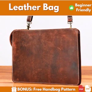 Motif de sac en cuir | Motif cuir | Patron en cuir PDF | Modèle de sac | Patron de sacoche pour ordinateur portable | Porte-documents en cuir à motif | Téléchargement PDF