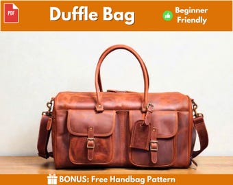 Patrón de bolso de cuero / Patrón de cuero / Bolso de cuero / Patrón de bolso de cuero / Patrón de bolso de viaje / DIY de cuero / Patrón de bolso grande