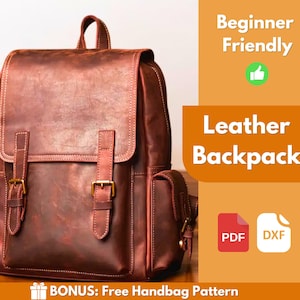 Leather Backpack Pattern | Leather Pattern | PDF Leather Pattern | Leather Bag Pattern | Laptop Bag Pattern | Easy Bag Pattern | PDF Pattern