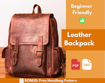 Leather Backpack Pattern | Leather Pattern | PDF Leather Pattern | Leather Bag Pattern | Laptop Bag Pattern | Easy Bag Pattern | PDF Pattern