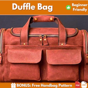 Leder Seesack Muster | Leder Muster | Reisetasche | Ledertasche Muster | Reisetasche Muster | Leder DIY | Große Tasche Muster