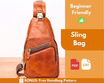 Leather Sling Bag PDF Pattern | Leather Pattern | Beginner Pattern | Sling Bag Pattern | Crossbody Bag Pattern | Leather Bag | PDF Download