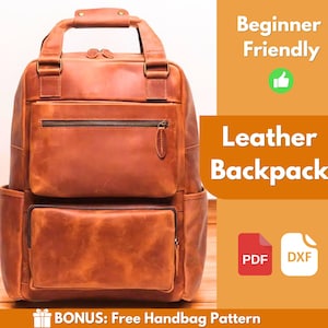 Rucksack aus Leder | Leder Muster | PDF Leder Schnittmuster | Ledertasche Muster | Laptoptasche Muster | Einfaches Taschenmuster | PDF-Schnittmuster