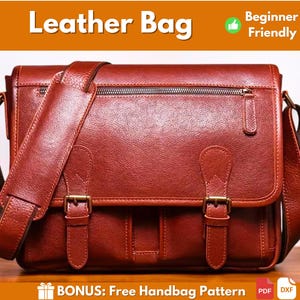 Motif de sac en cuir | Motif cuir | Patron en cuir PDF | Modèle de sac | Patron de sacoche pour ordinateur portable | Porte-documents en cuir à motif | Téléchargement PDF