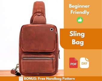 Leder Sling Bag Muster | Leder Muster | Anfängermuster | Sling Bag Muster | Umhängetasche Muster | Ledertasche | PDF-Download