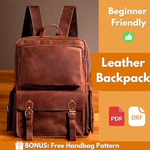 Leather Backpack Pattern | Leather Pattern | PDF Leather Pattern | Leather Bag Pattern | Laptop Bag Pattern | Easy Bag Pattern | PDF Pattern