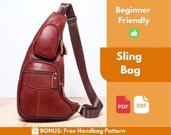 Leather Sling Bag PDF Pattern | Leather Pattern | Beginner Pattern | Sling Bag Pattern | Crossbody Bag Pattern | Leather Bag | PDF Download