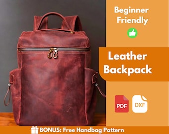 Leather Backpack Pattern | Leather Pattern | PDF Leather Pattern | Leather Bag Pattern | Laptop Bag Pattern | Easy Bag Pattern | PDF Pattern