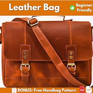 Motif de sac en cuir | Motif cuir | Patron en cuir PDF | Modèle de sac | Patron de sacoche pour ordinateur portable | Porte-documents en cuir à motif | Téléchargement PDF