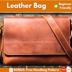 Motif de sac en cuir | Motif cuir | Patron en cuir PDF | Modèle de sac | Patron de sacoche pour ordinateur portable | Porte-documents en cuir à motif | Téléchargement PDF