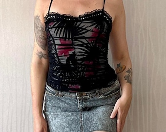 Top de tirantes Y2K con capas de malla Whimsigoth Balletcore