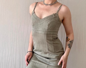 Cop Copine Vintage Y2K Bustier Dress Techwear Subversive Basic Denim Bodycon Dress