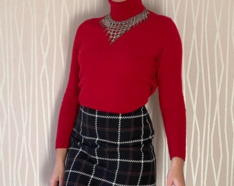 Cashmere Turtleneck Sweater Y2K Bloomingdale's Red 100% Cashmere Longsleeved Preppy Academia Sweater