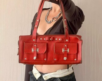 Rare Archive 90's Y2K Leather Diesel Red Baguette Shoulder - Etsy