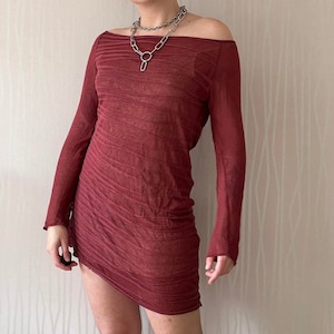 Sarah Pacini Dress Asymmetrisches Coquette Whimsigoth Semi-Sheer Strickkleid