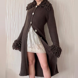 Knit Miss Sixty Y2K Shag Afghan Coat Duster Cardigan