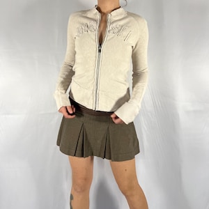 Y2K Diesel Zip Up Sweater Coquette Balletcore Distressed Pastel Soft Grunge Minimalist Cardigan Sweater