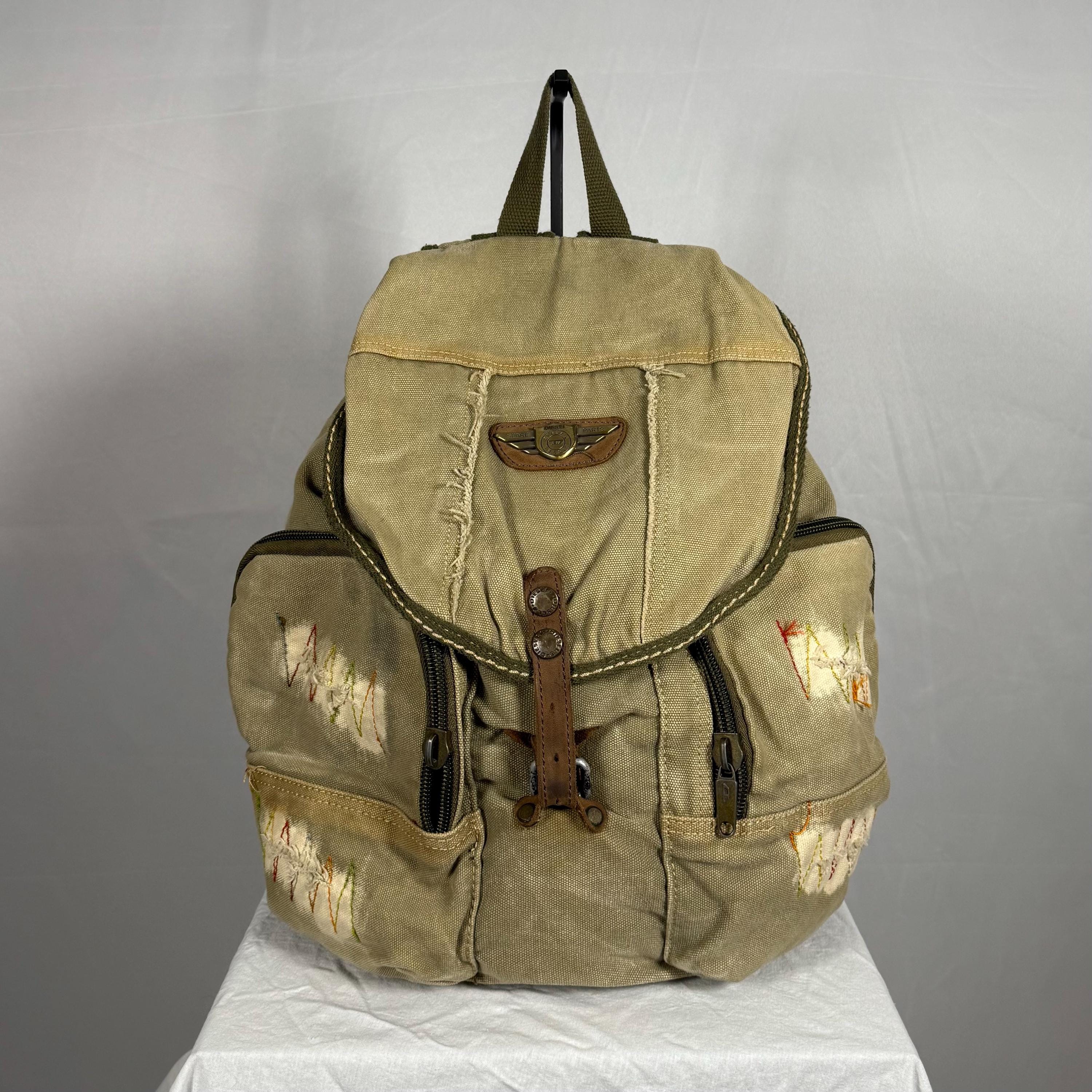 old diesel 90s archive リュックサック y2k ストリート Y2K Vintage Diesel Canvas Cargo Backpack – Techwear / Gorpcore