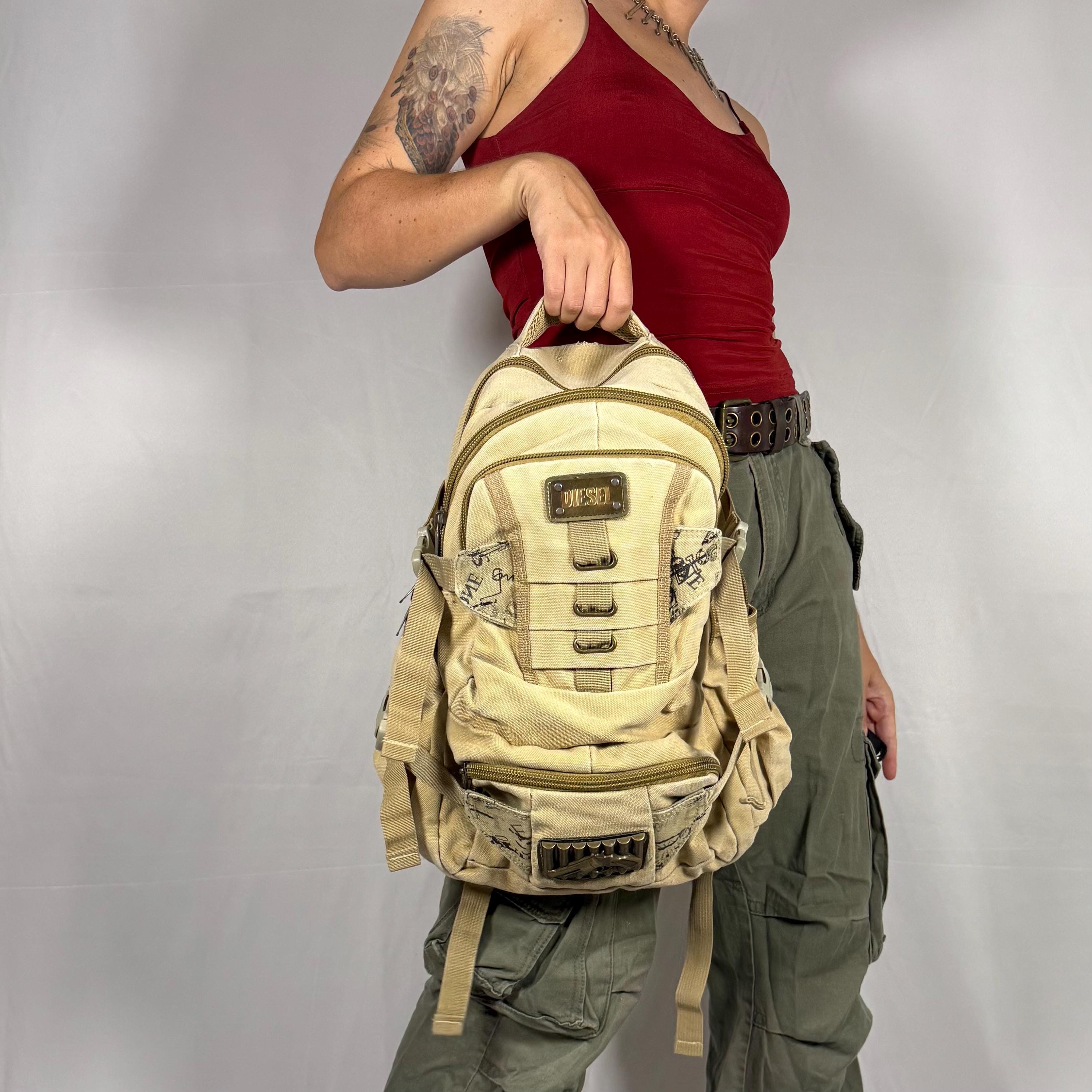 Vintage Diesel Backpack Y2K Techwear Military Gorpcore Cargo Bag