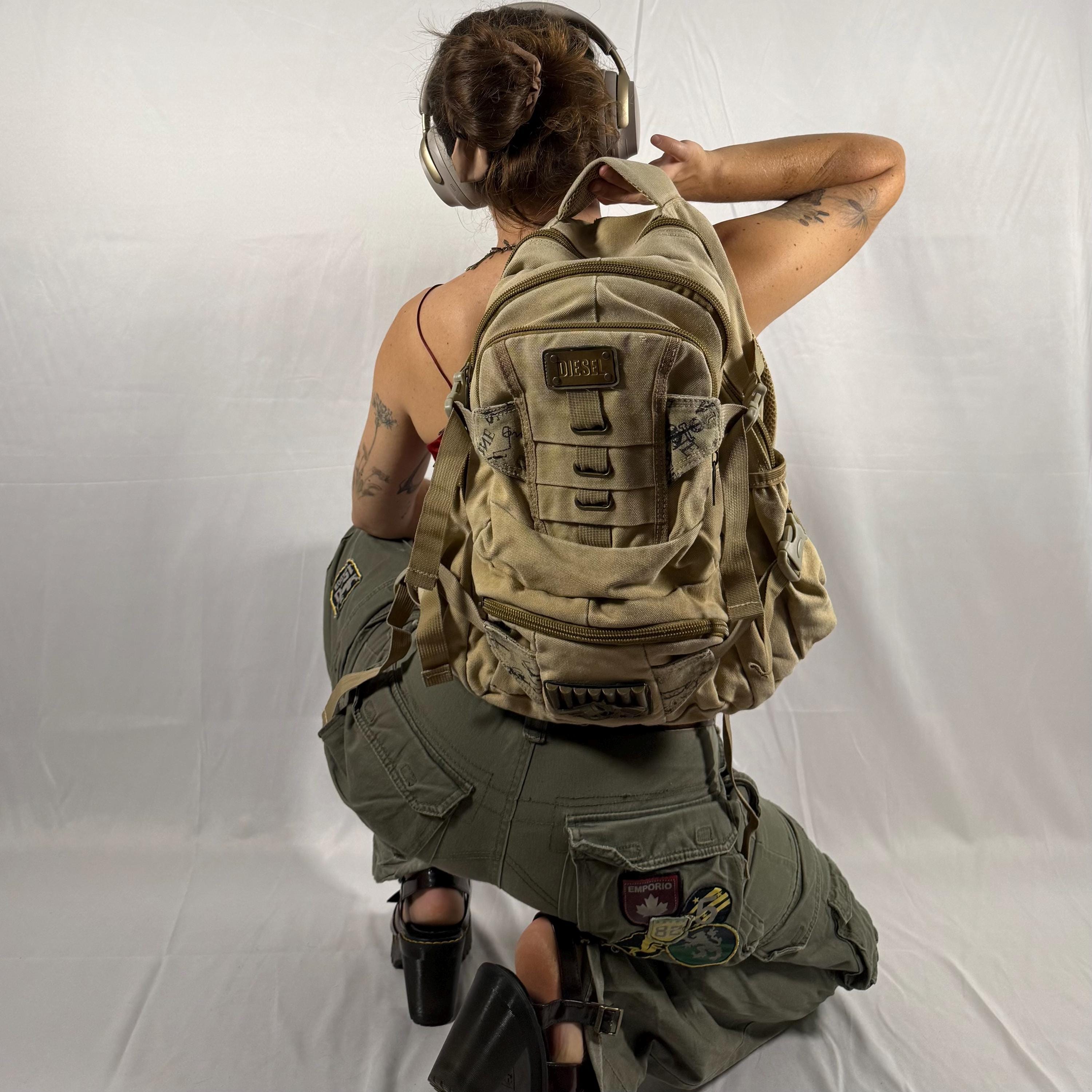 Vintage Diesel Backpack Y2K Techwear Military Gorpcore Cargo Bag