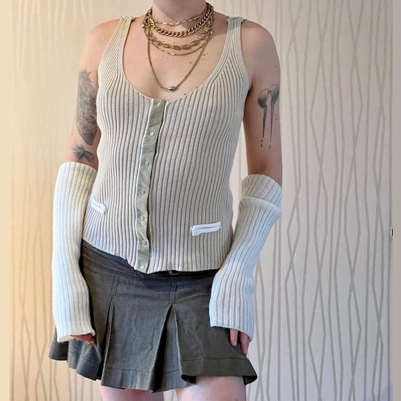 Cop Copine Knit Vest Top Y2K Coquette Layered Knit