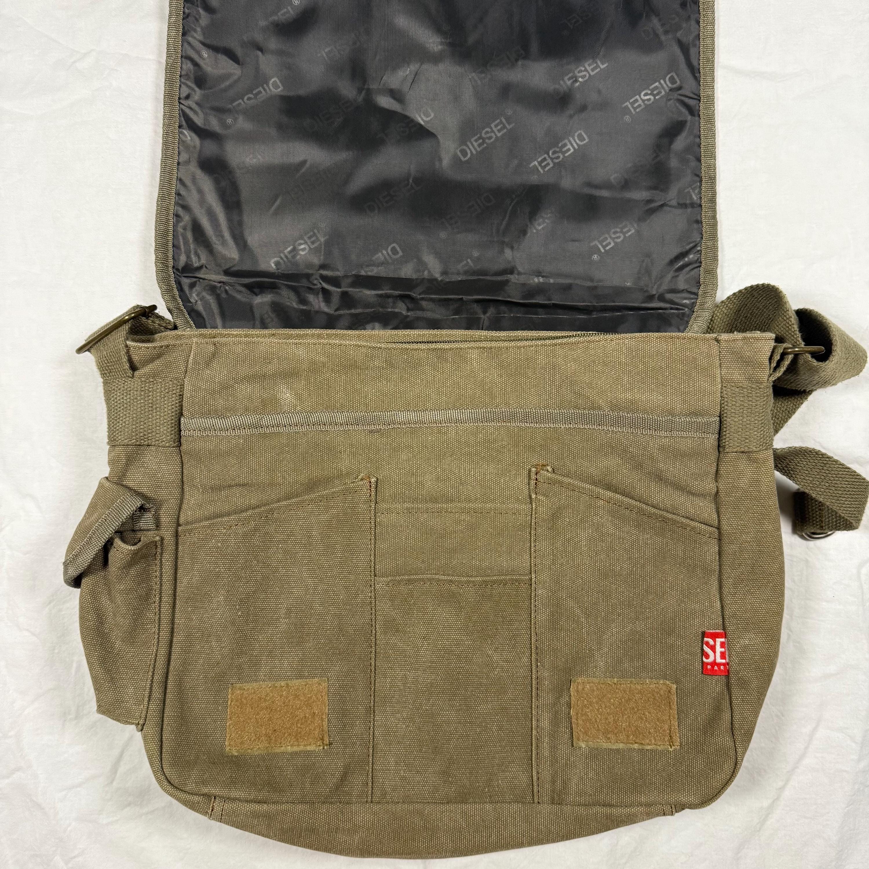 バッグ Archive Diesel grunge messenger bag y2k Y2K Vintage Diesel Canvas Cargo Messenger Bag – Khaki Gorpcore