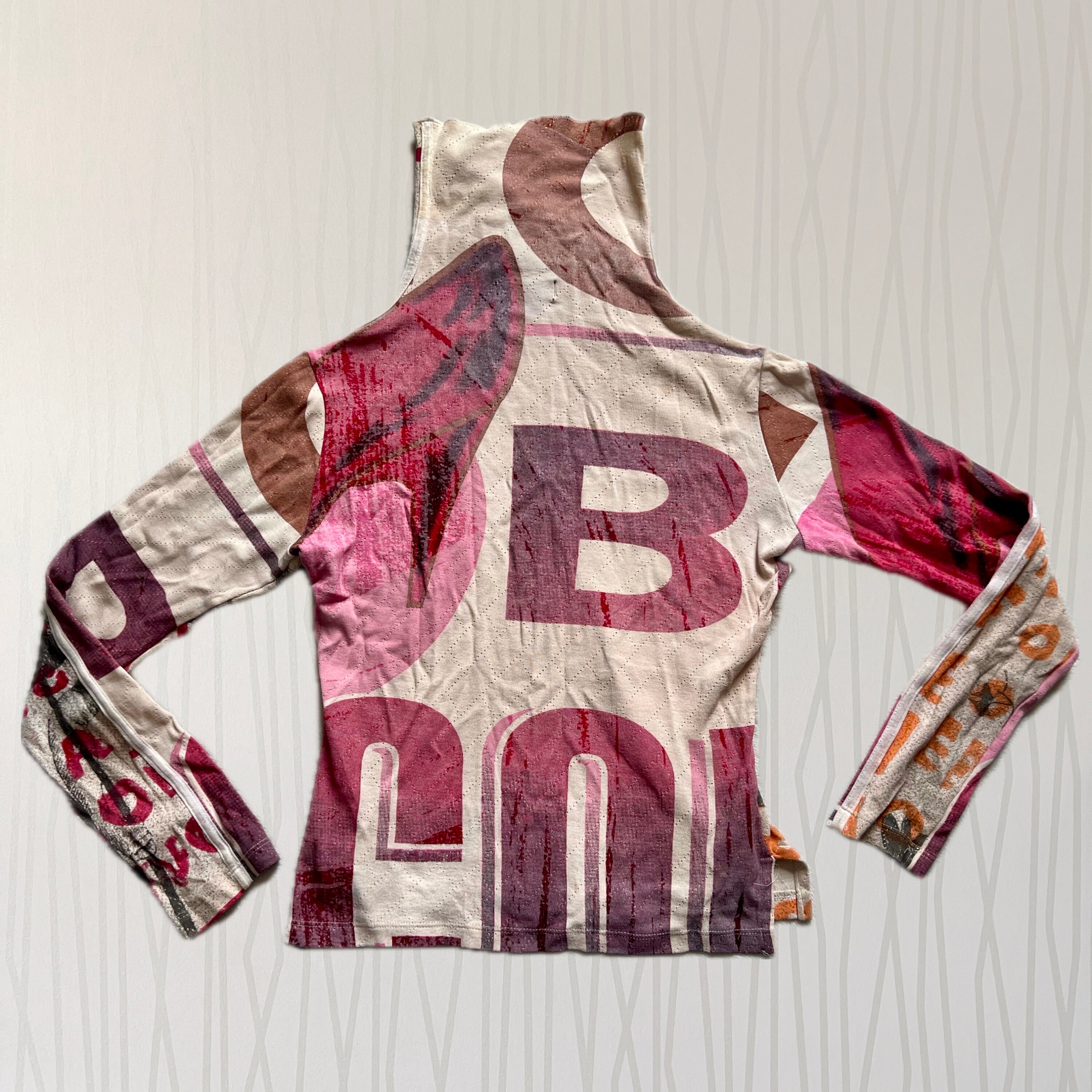 Custo Barcelona Graphic Print Top Y2K Cyber Rave Neon Techwear